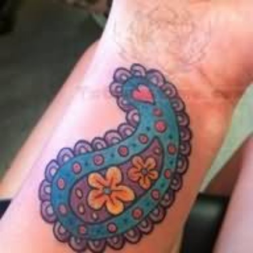 Color Paisley Pattern Tattoo On Wrist